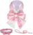 Pink Cute Bow Tie Dog Harness Leash and Bowknot Collar Set, No Pull Gradient Rainbow Dog Harness and Glitter Diamond Collar Chain, Breathable Mesh Pet Vest Harnesses for Dogs Cats